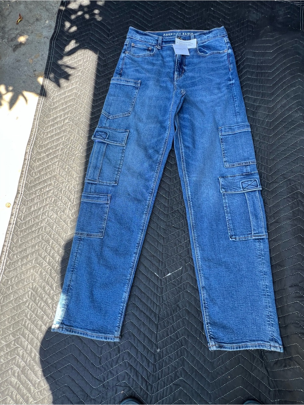 American Eagle Blue Stretch Denim Jeans  women size 6 cargo brand new
